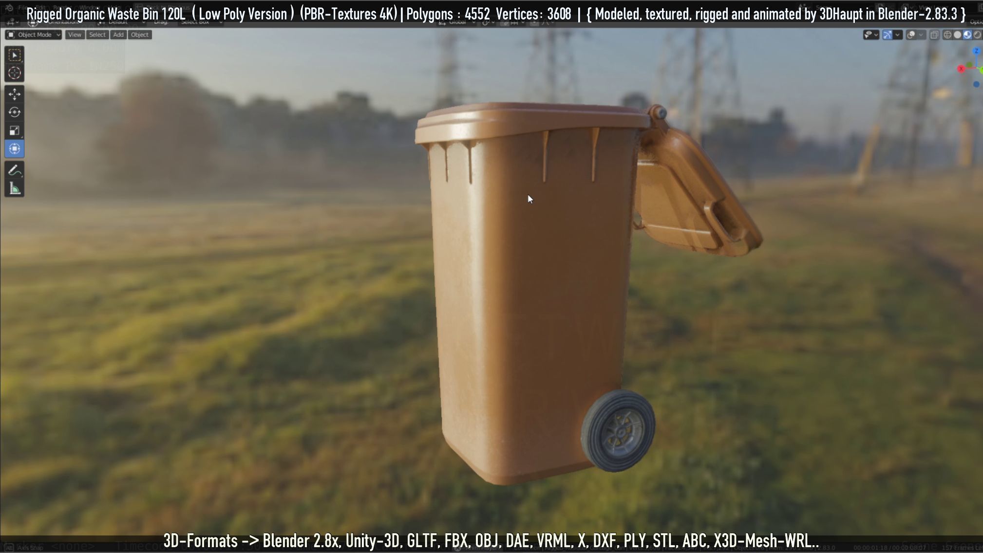 Rigged Organic Waste Bin 120L -Low-Poly-Version- Low-poly 3D model_65