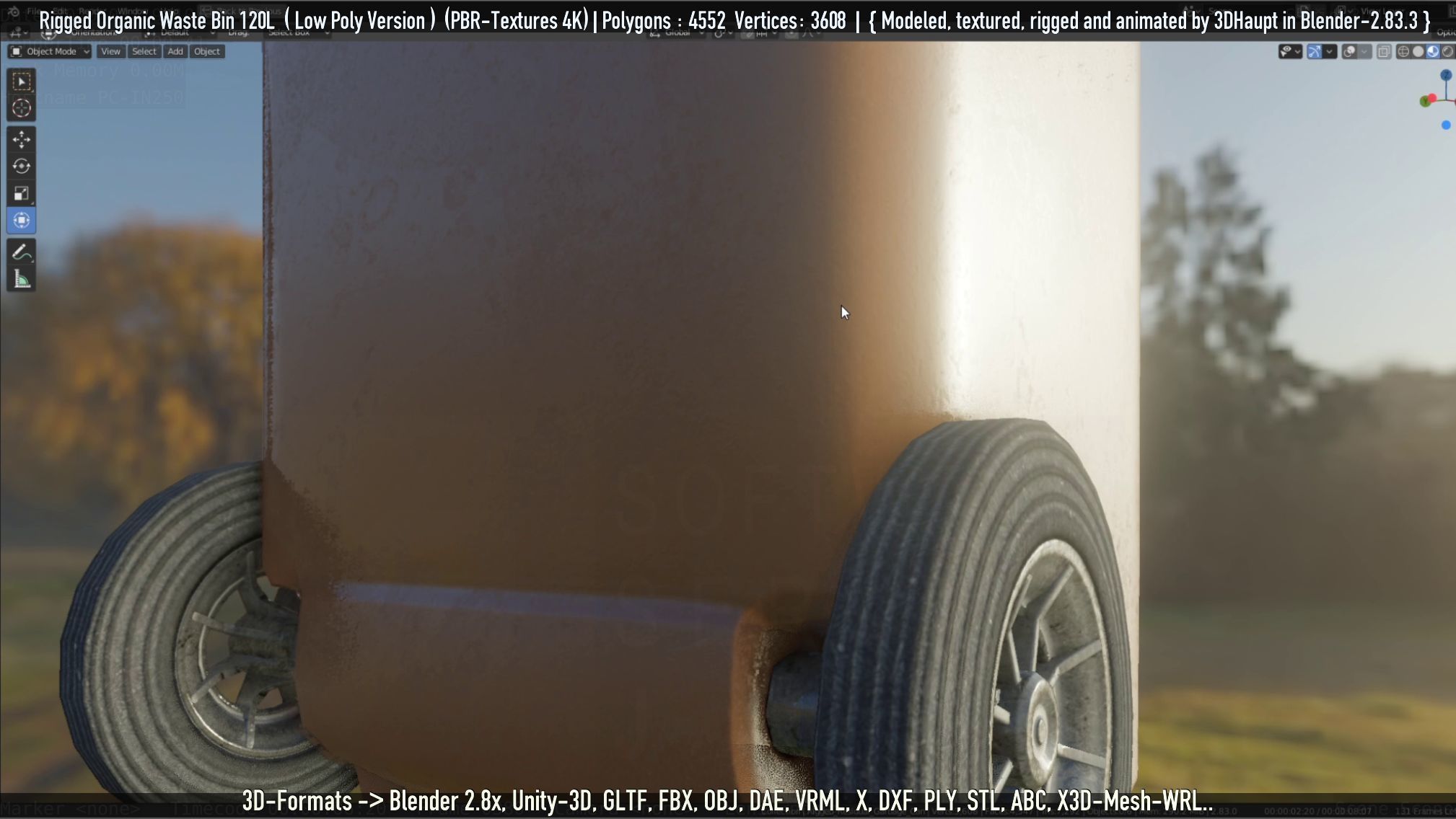 Rigged Organic Waste Bin 120L -Low-Poly-Version- Low-poly 3D model_120