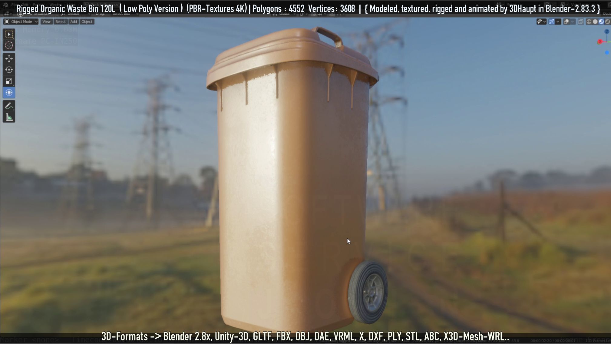 Rigged Organic Waste Bin 120L -Low-Poly-Version- Low-poly 3D model_84