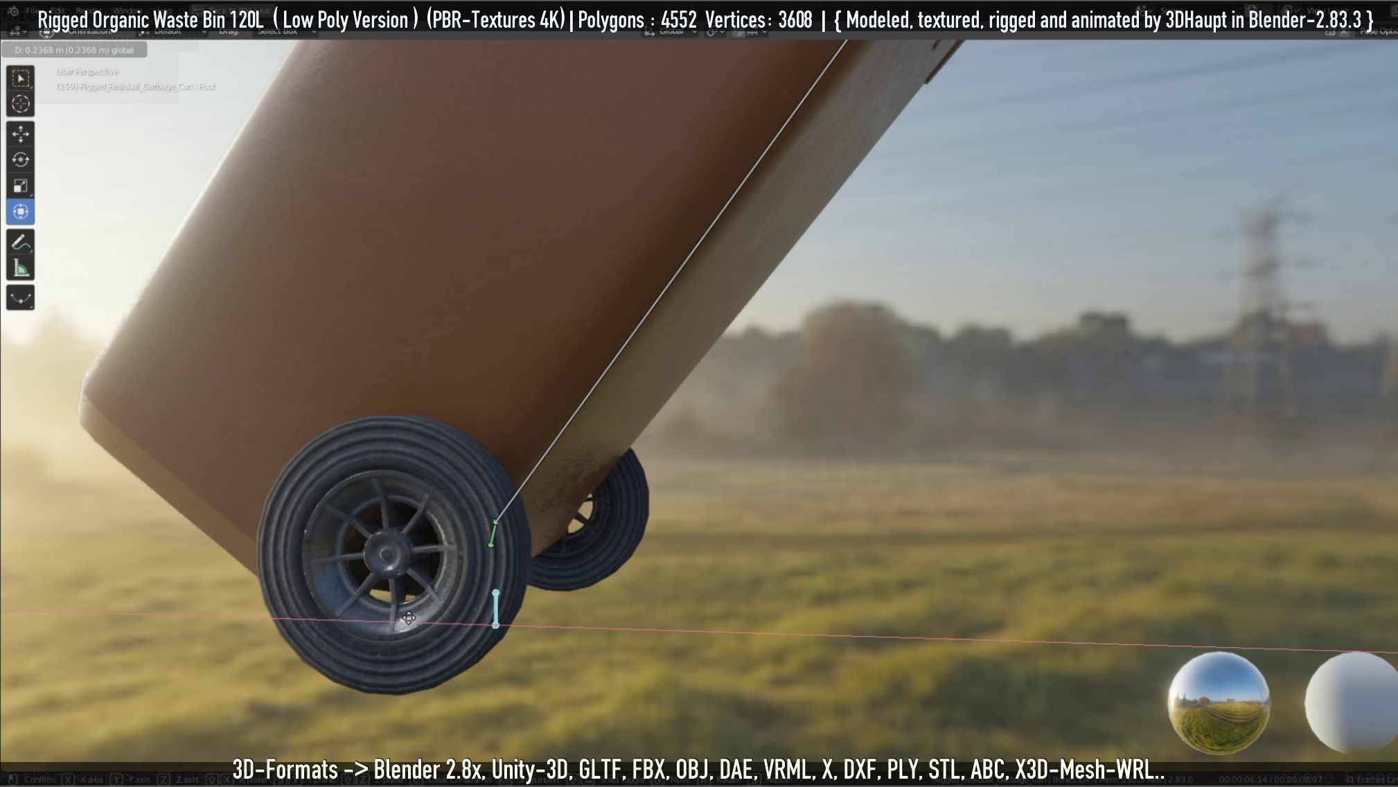 Rigged Organic Waste Bin 120L -Low-Poly-Version- Low-poly 3D model_117