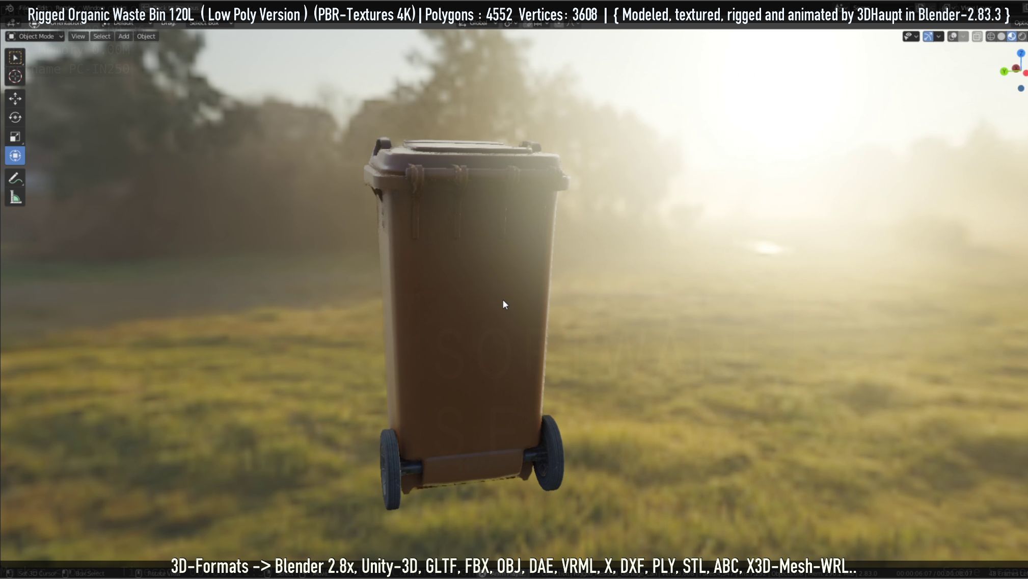 Rigged Organic Waste Bin 120L -Low-Poly-Version- Low-poly 3D model_89
