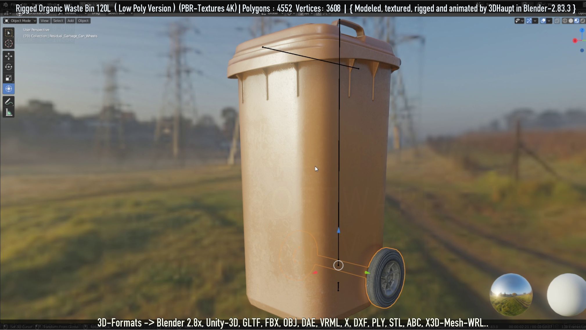 Rigged Organic Waste Bin 120L -Low-Poly-Version- Low-poly 3D model_18