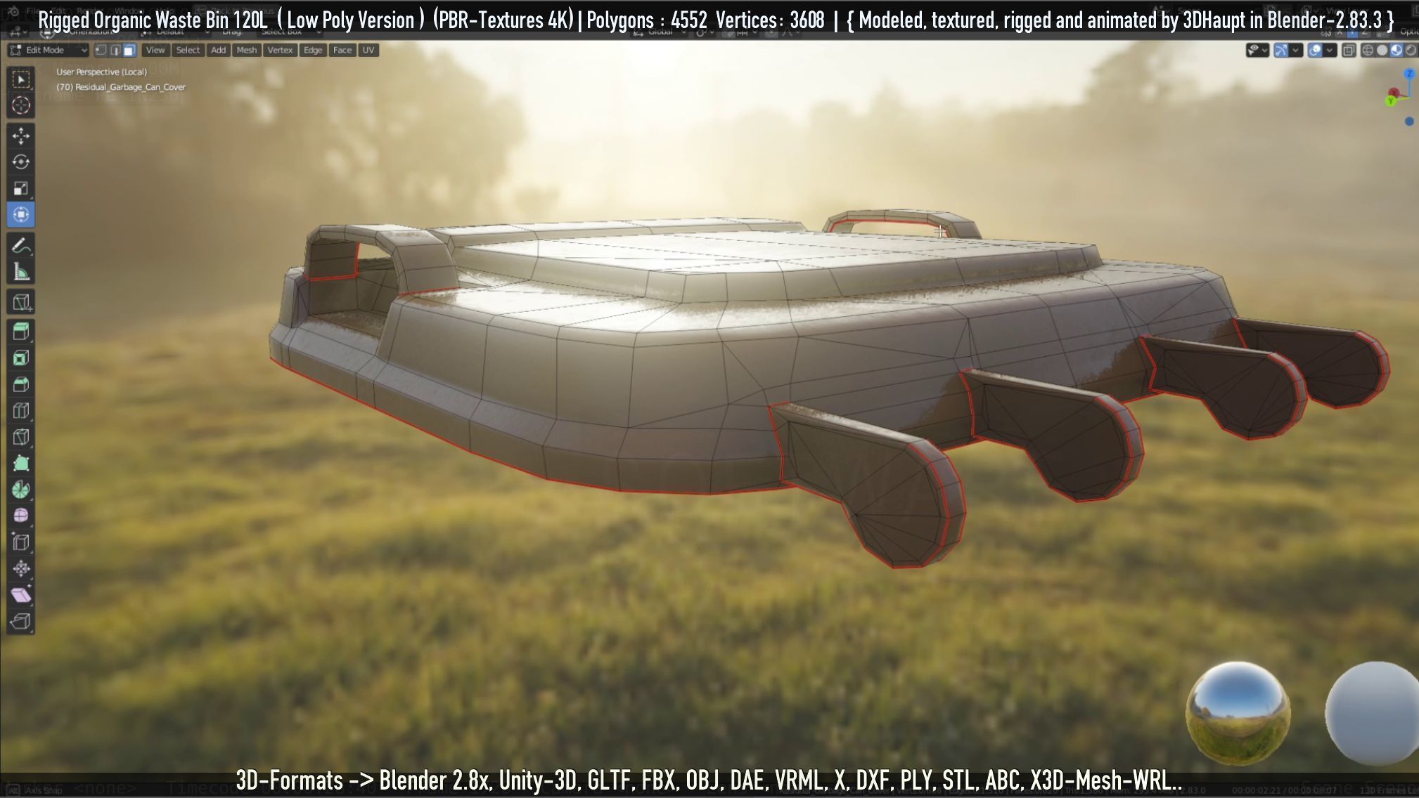 Rigged Organic Waste Bin 120L -Low-Poly-Version- Low-poly 3D model_101