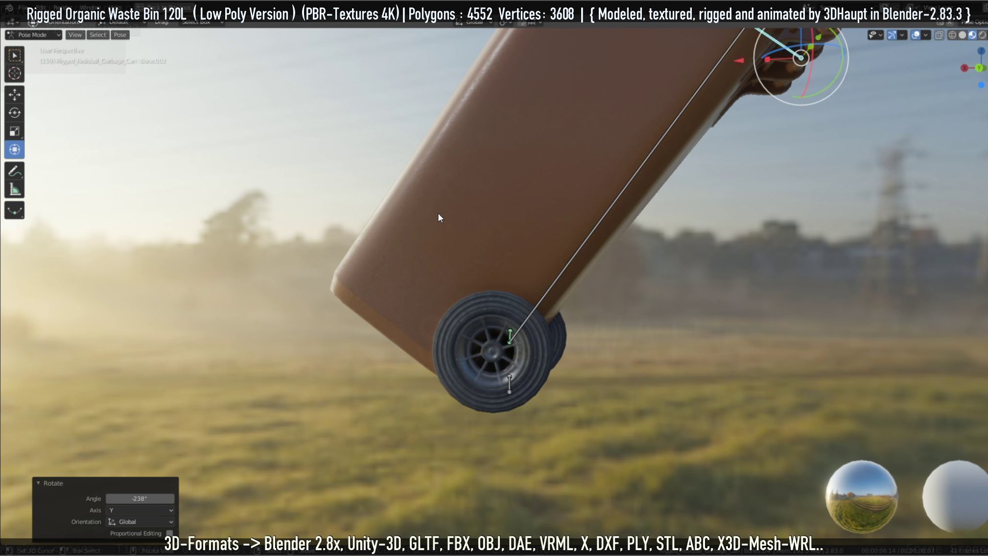 Rigged Organic Waste Bin 120L -Low-Poly-Version- Low-poly 3D model_116