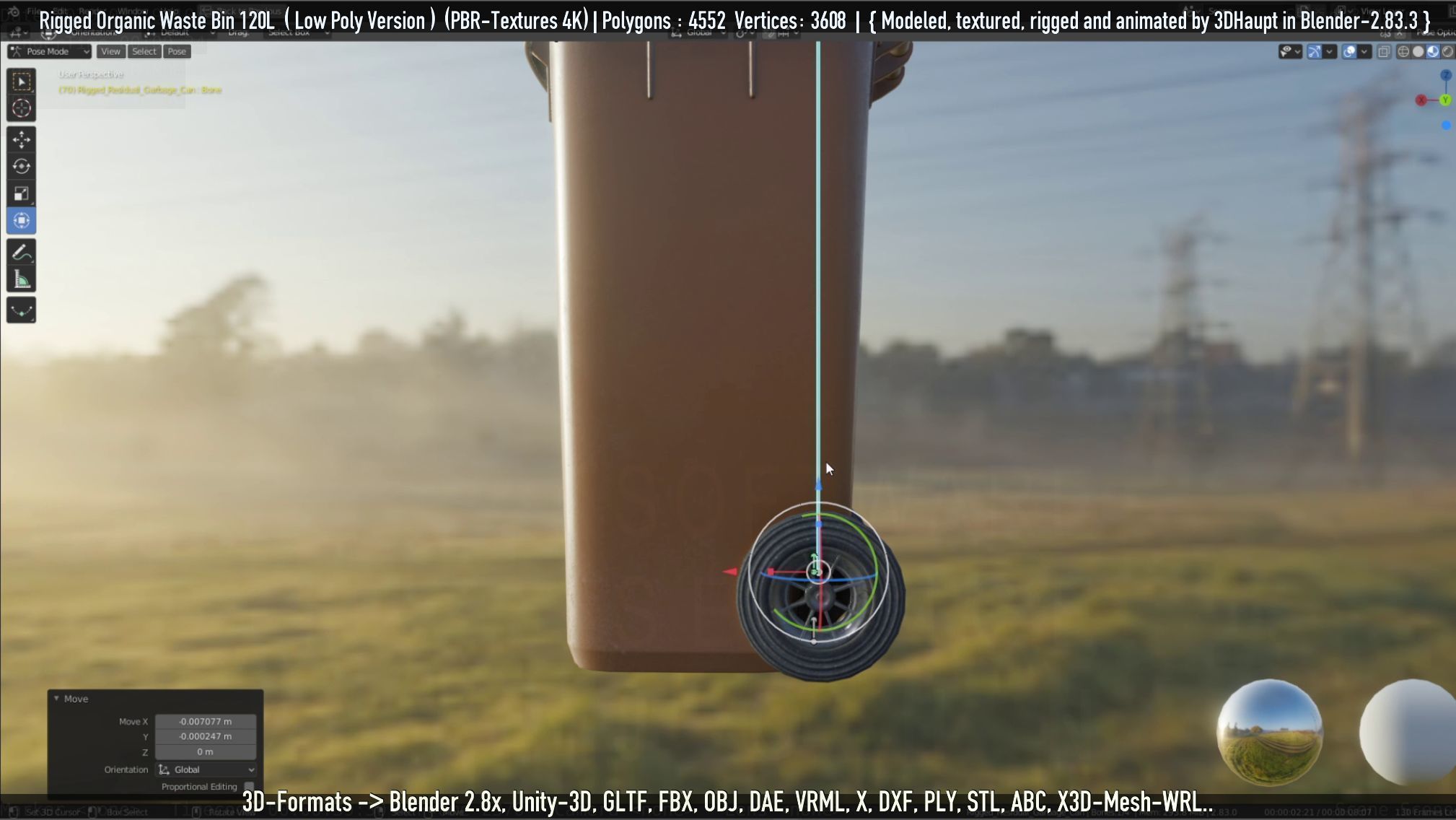 Rigged Organic Waste Bin 120L -Low-Poly-Version- Low-poly 3D model_110