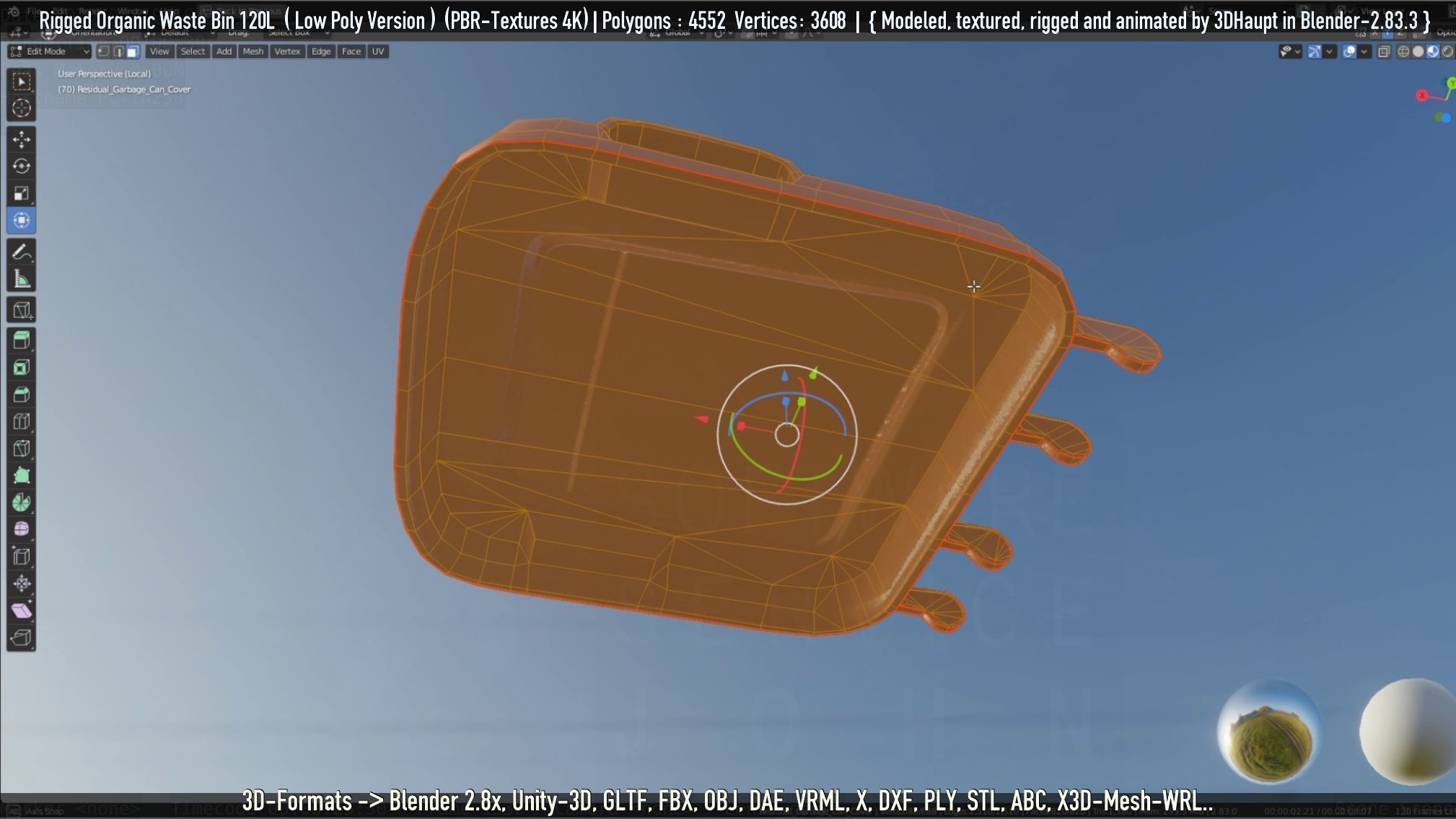 Rigged Organic Waste Bin 120L -Low-Poly-Version- Low-poly 3D model_75