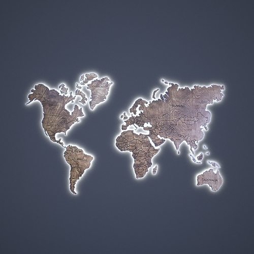  wooden map on the wall Low-poly 3D model