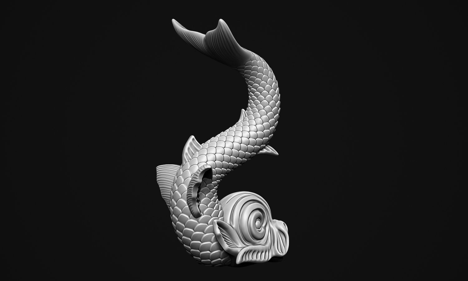 Ancient Fish Sculpture 3D print model_13