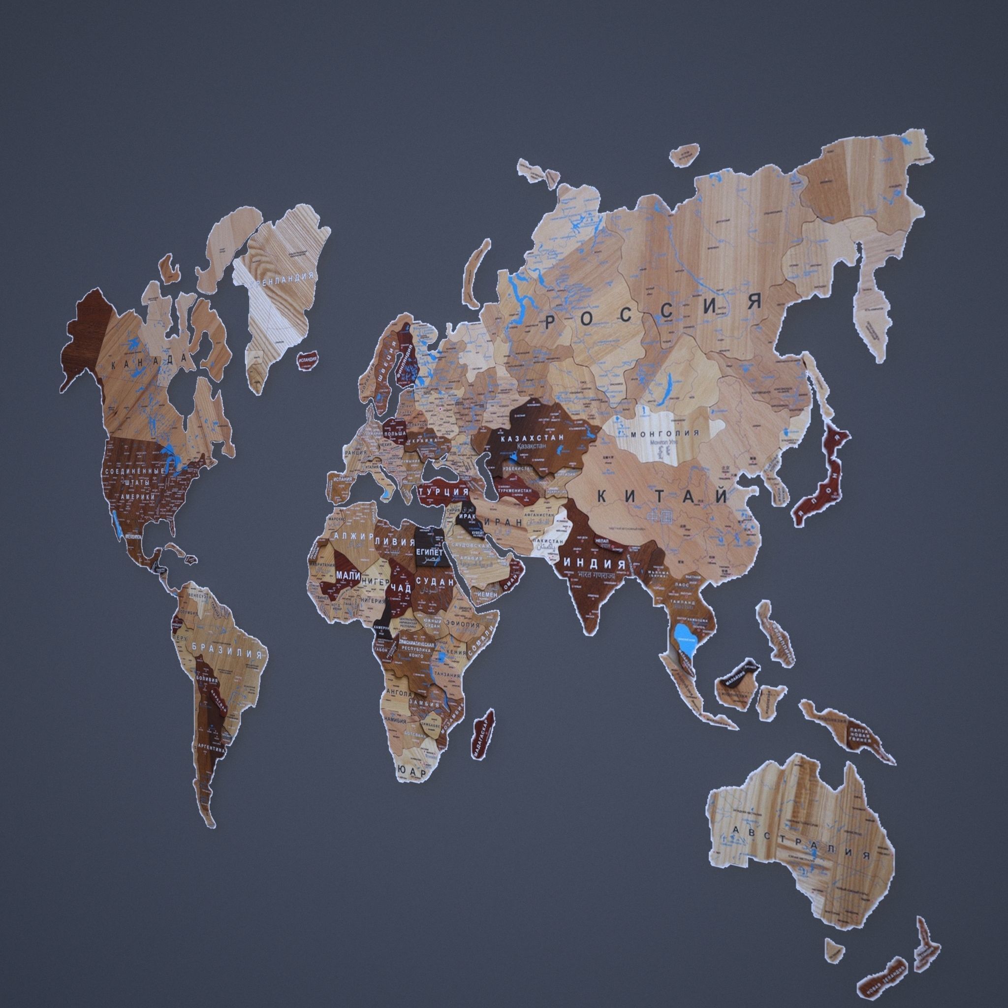  wooden map on the wall Low-poly 3D model_2