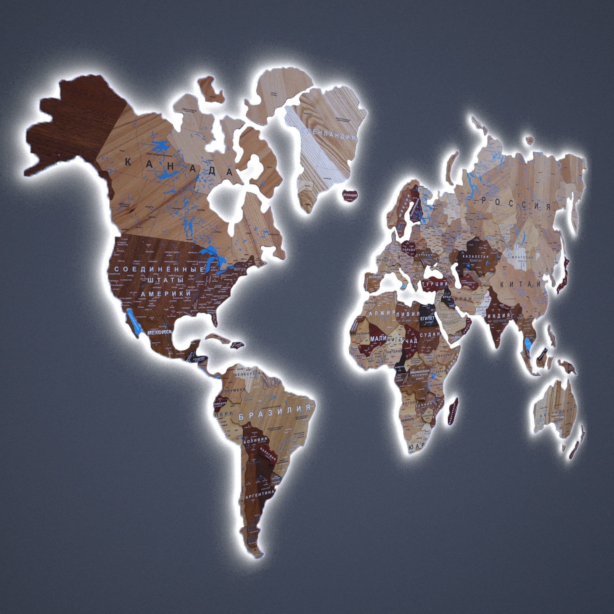  wooden map on the wall Low-poly 3D model_4