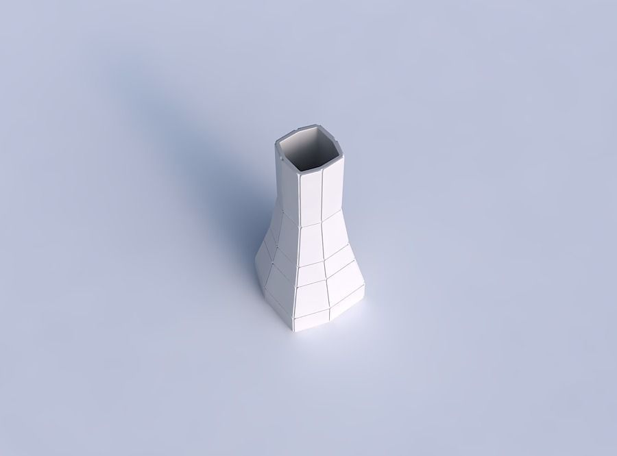 Vase squeezed rectangle with large plates 3D print model_1