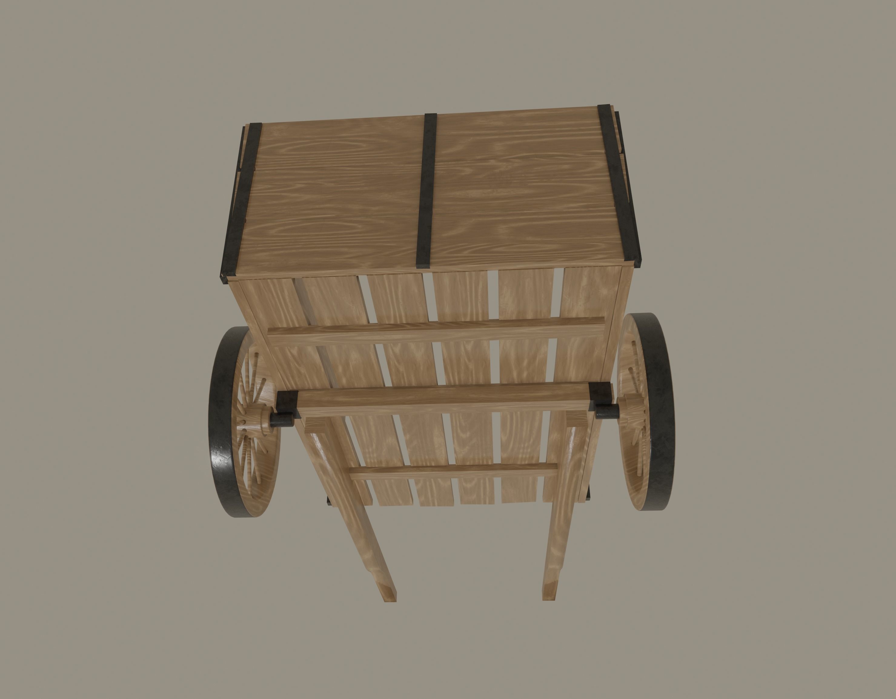 Wooden Cart 3D model_4