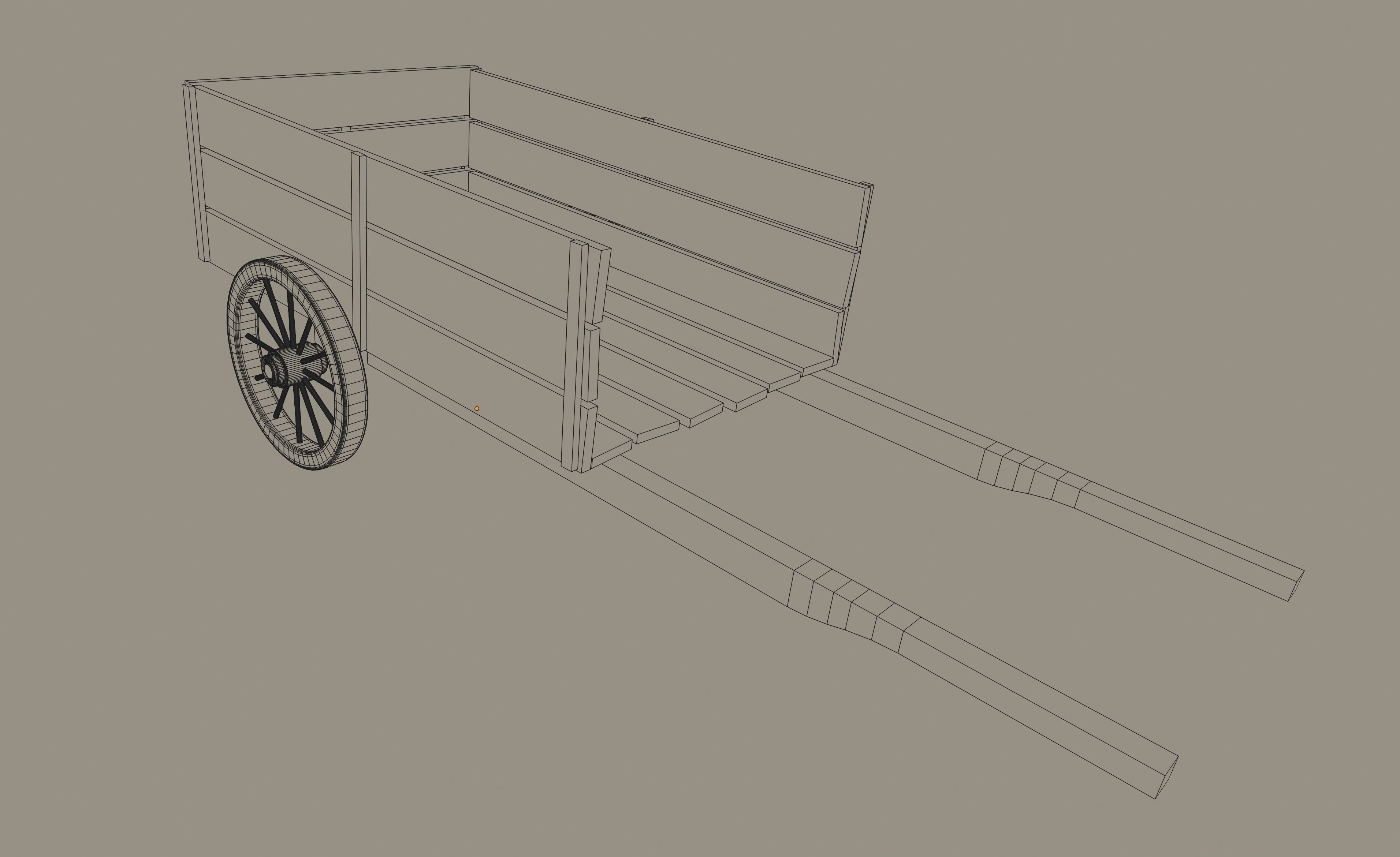 Wooden Cart 3D model_16
