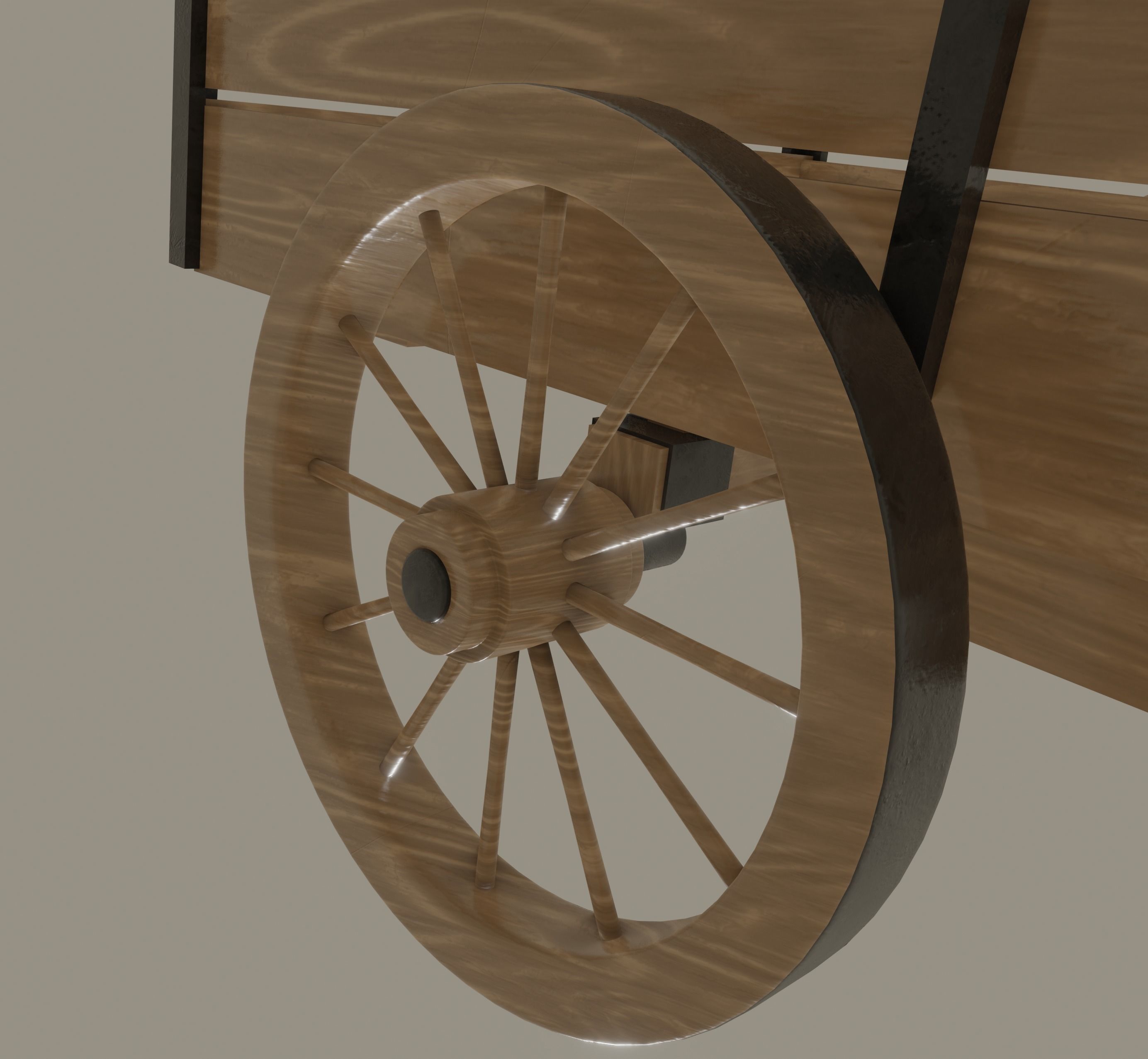 Wooden Cart 3D model_10