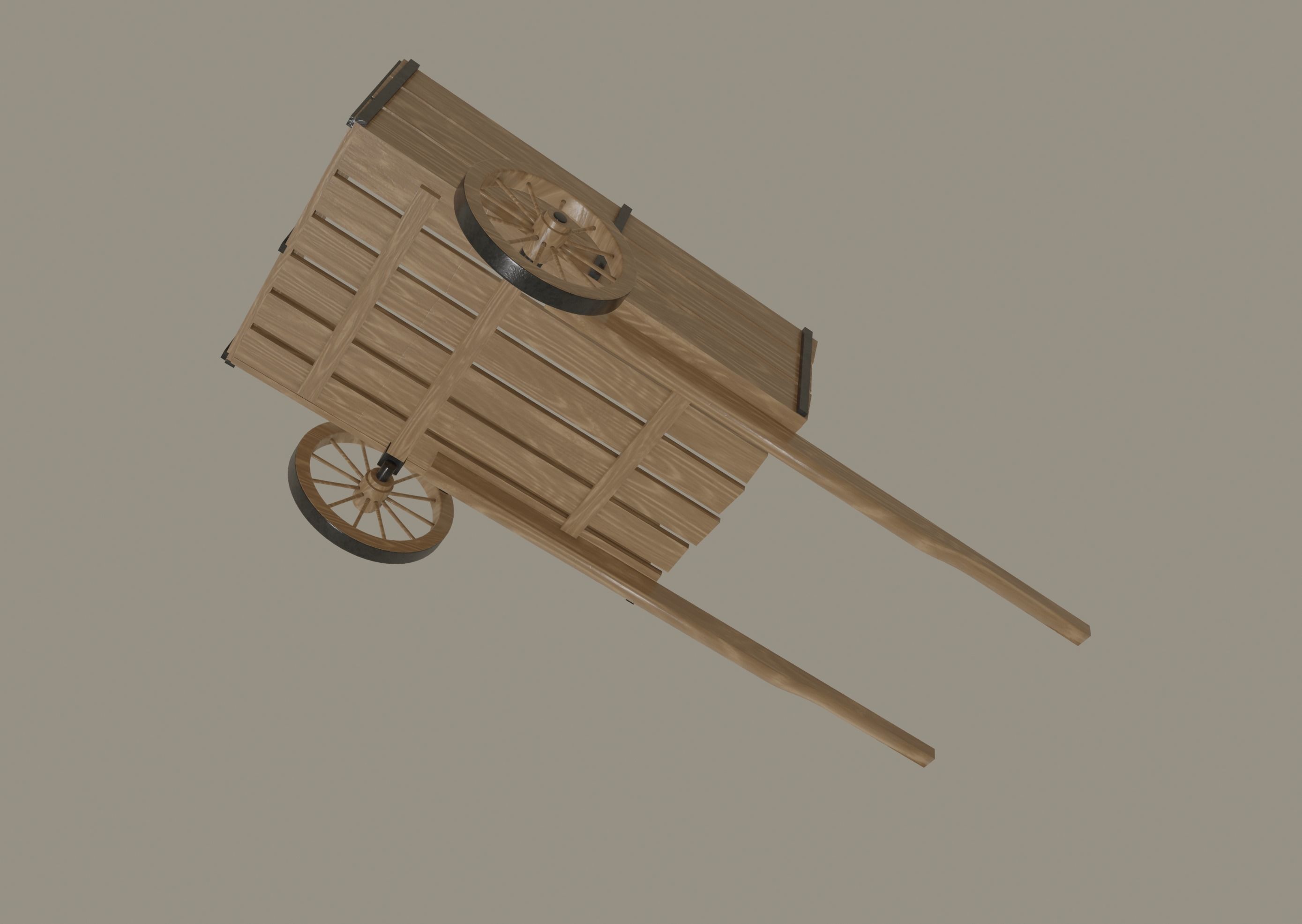 Wooden Cart 3D model_8
