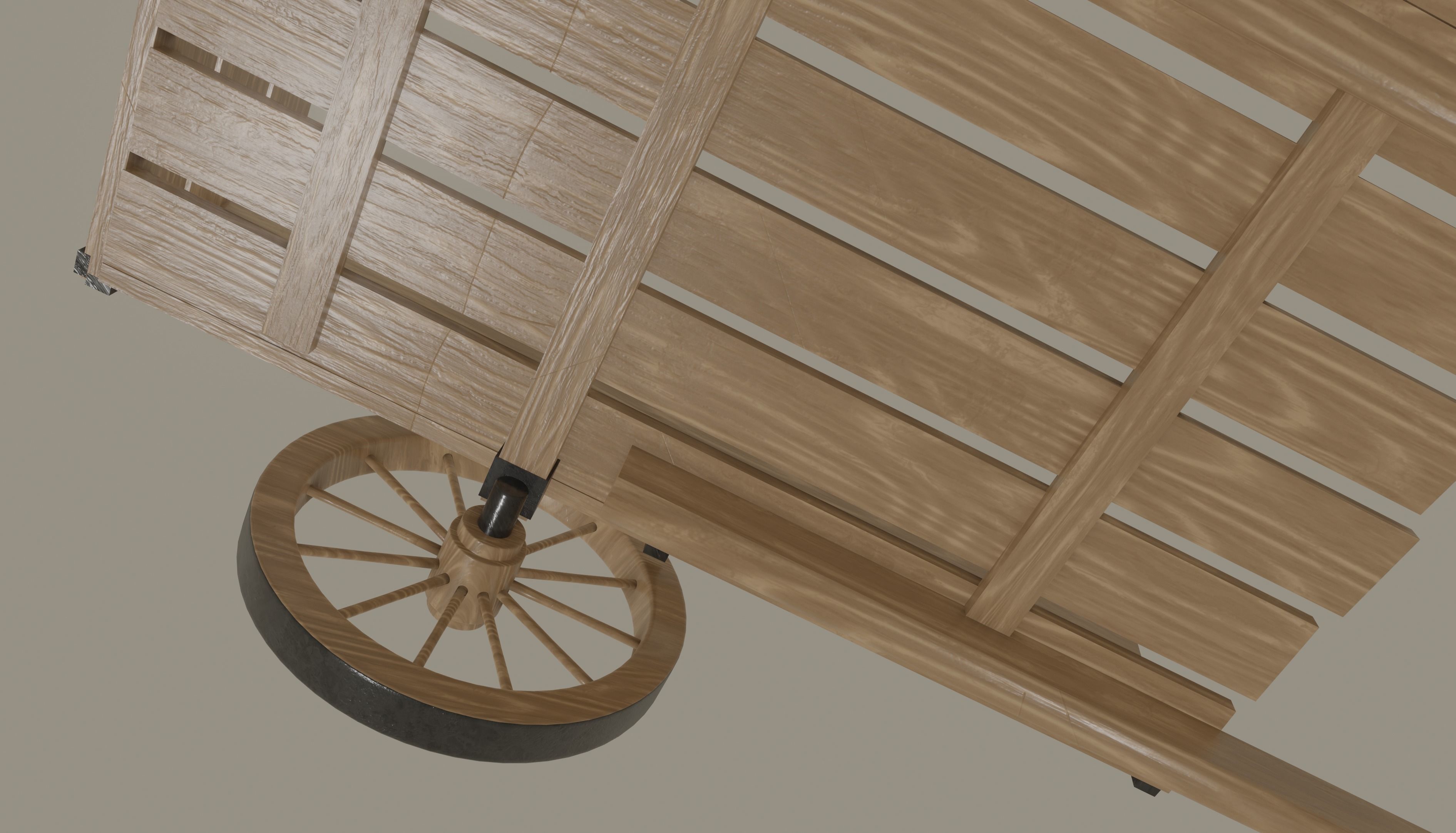 Wooden Cart 3D model_13