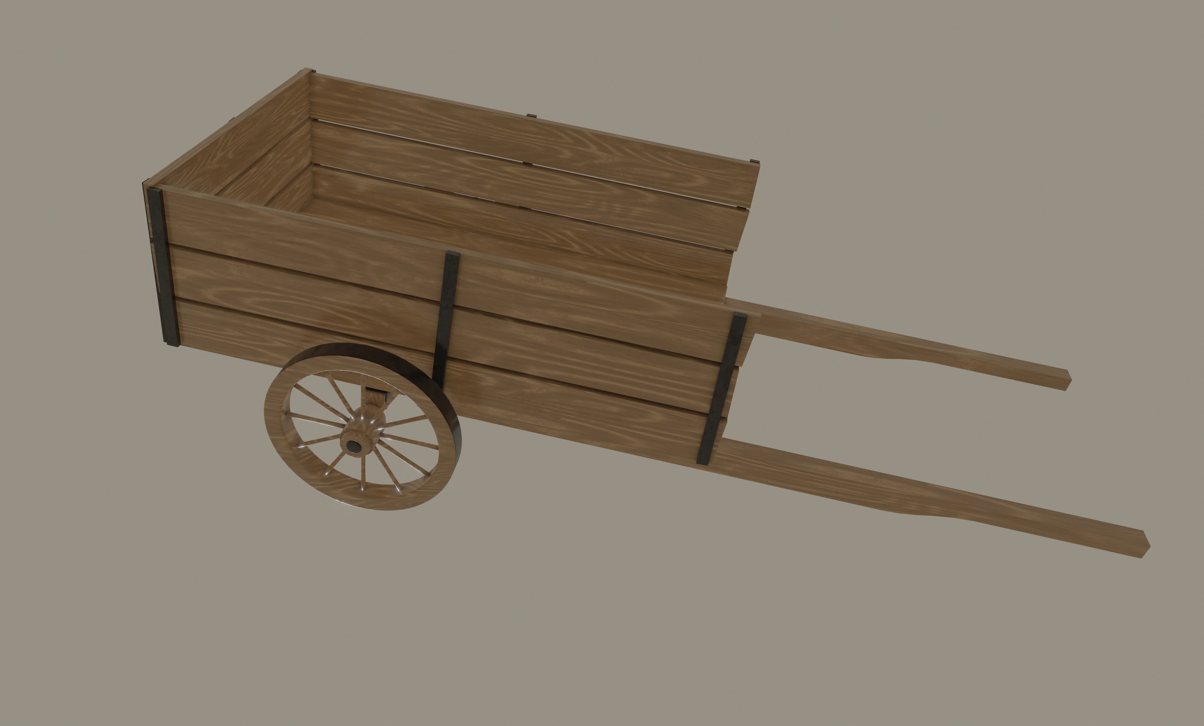 Wooden Cart 3D model_1