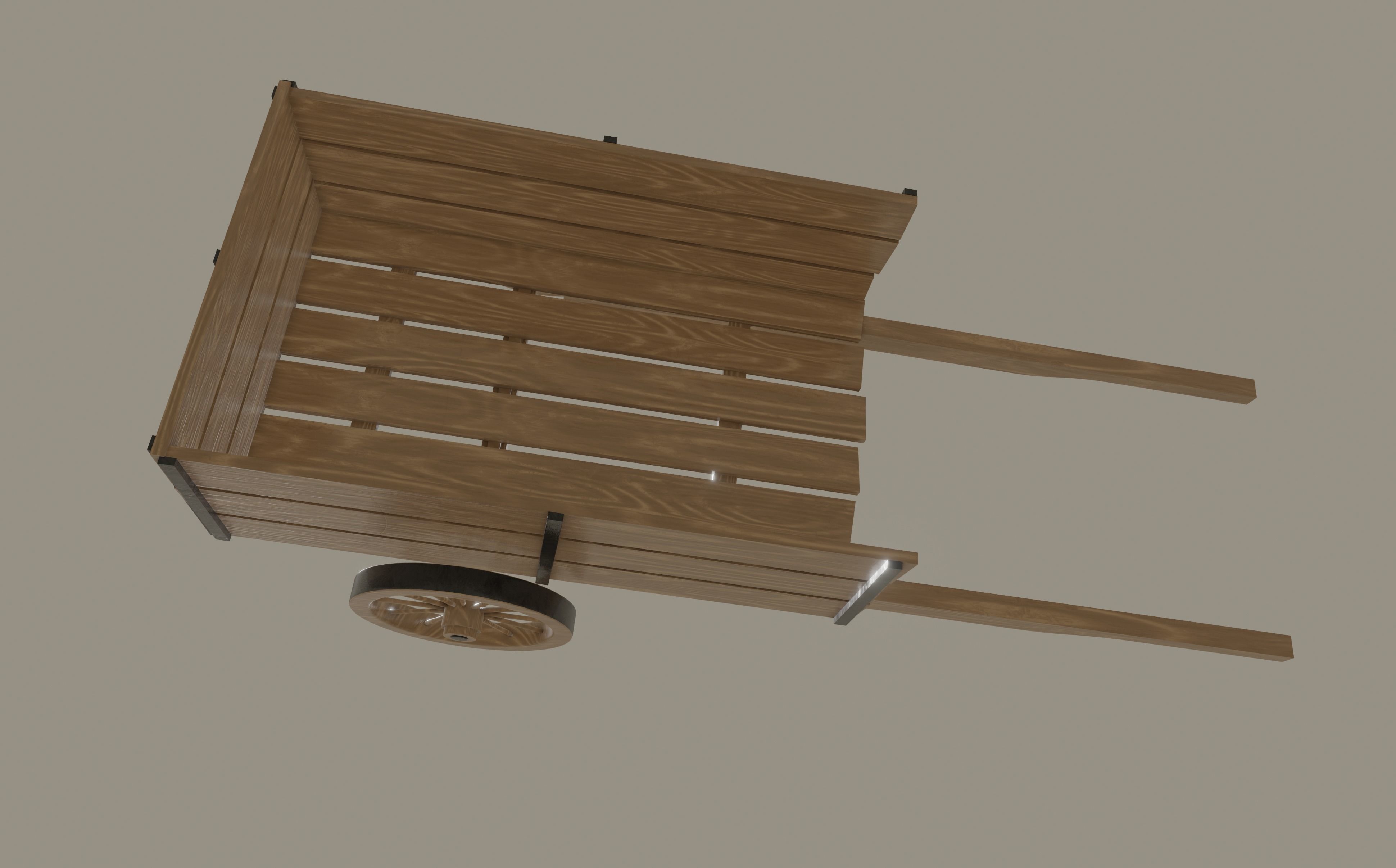 Wooden Cart 3D model_2