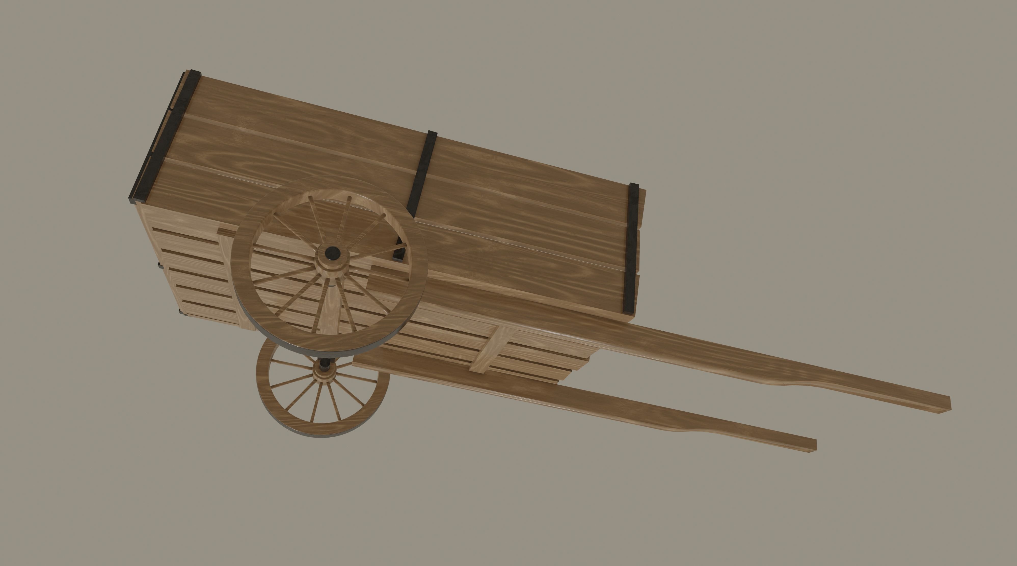 Wooden Cart 3D model_5