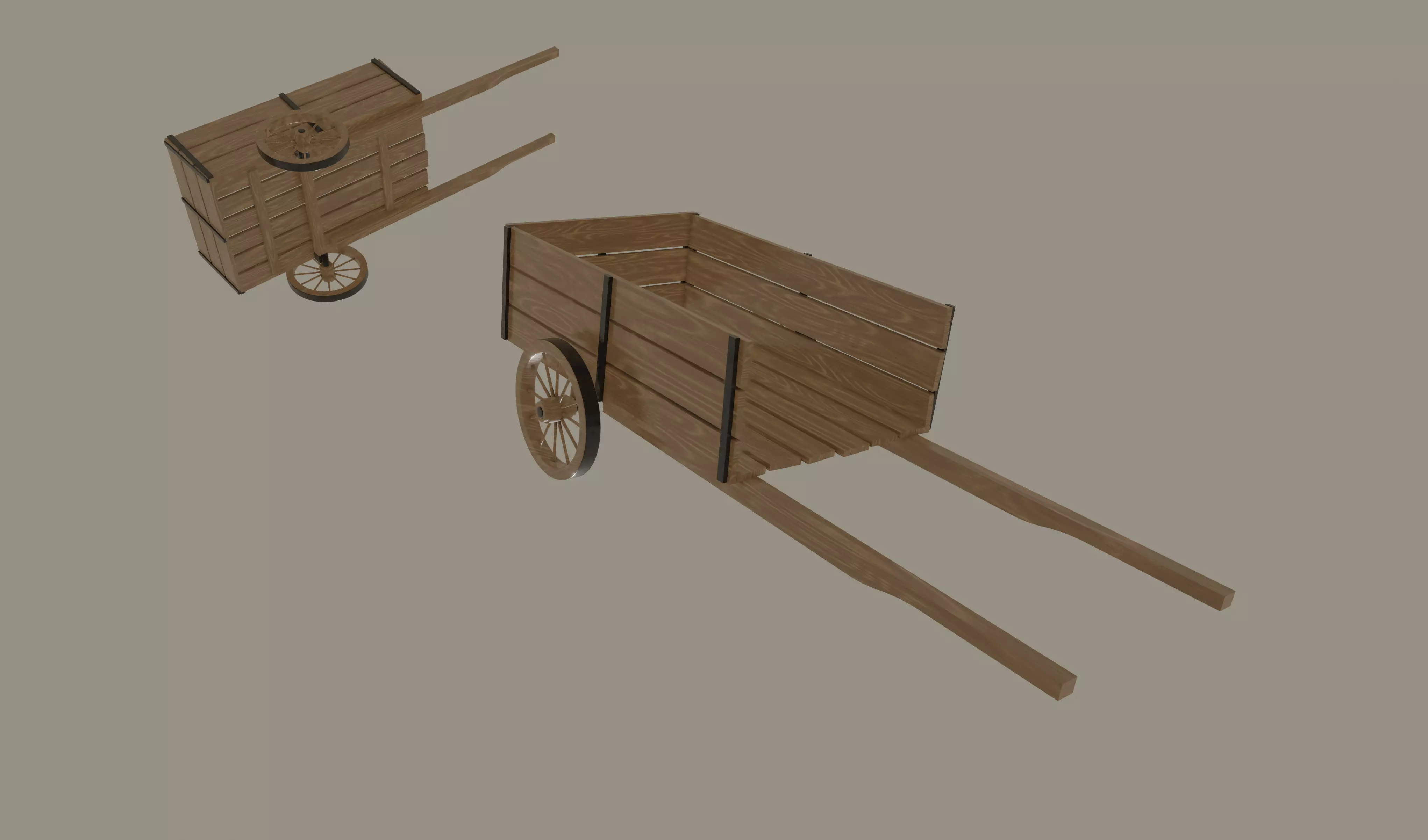 Wooden Cart 3D model_0