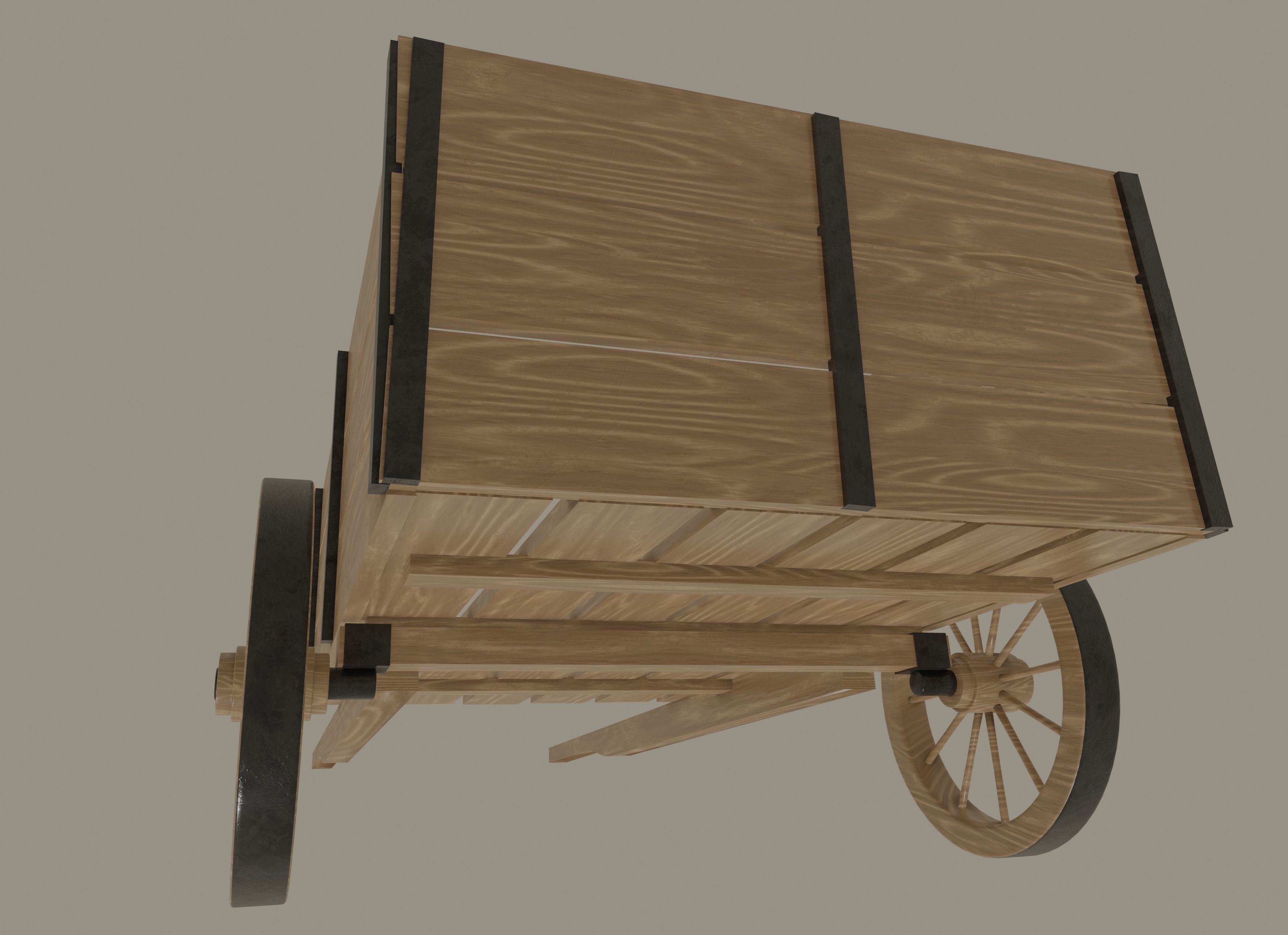 Wooden Cart 3D model_9