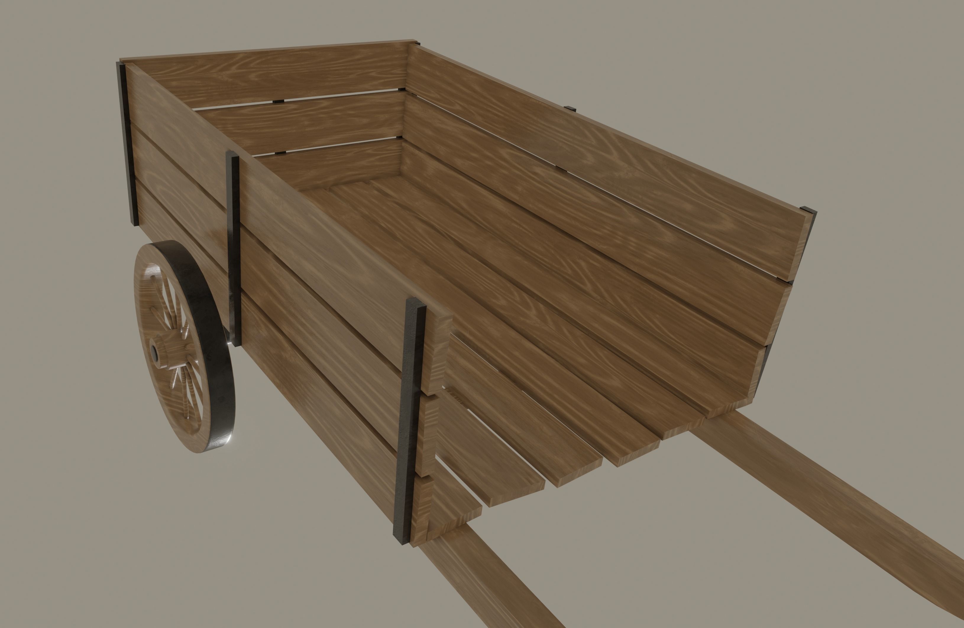 Wooden Cart 3D model_14