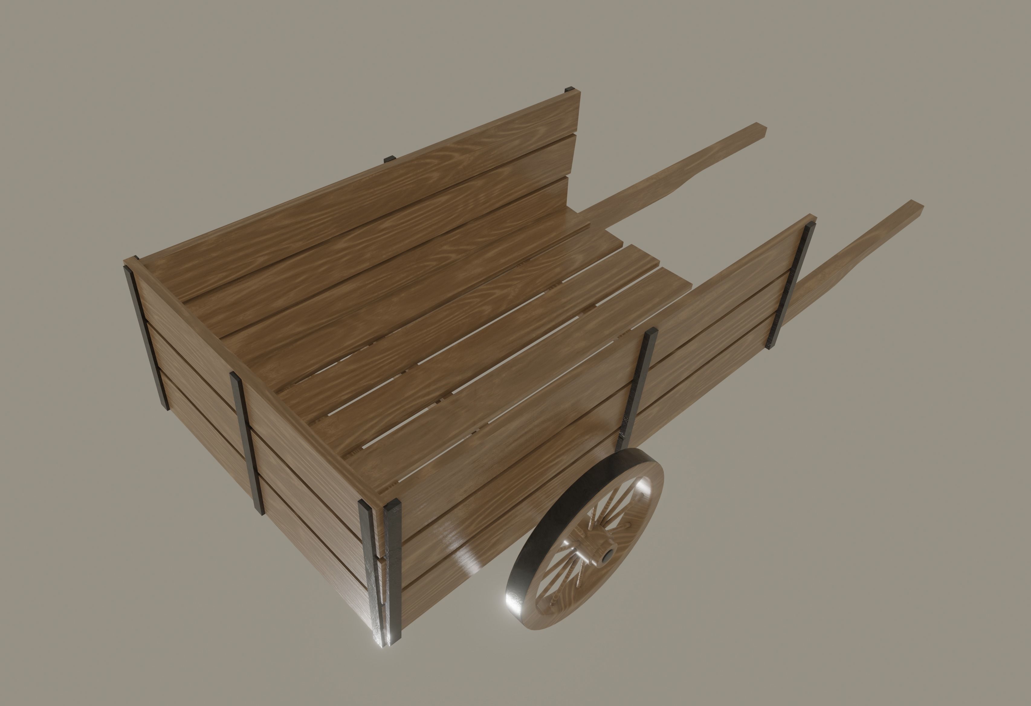 Wooden Cart 3D model_3