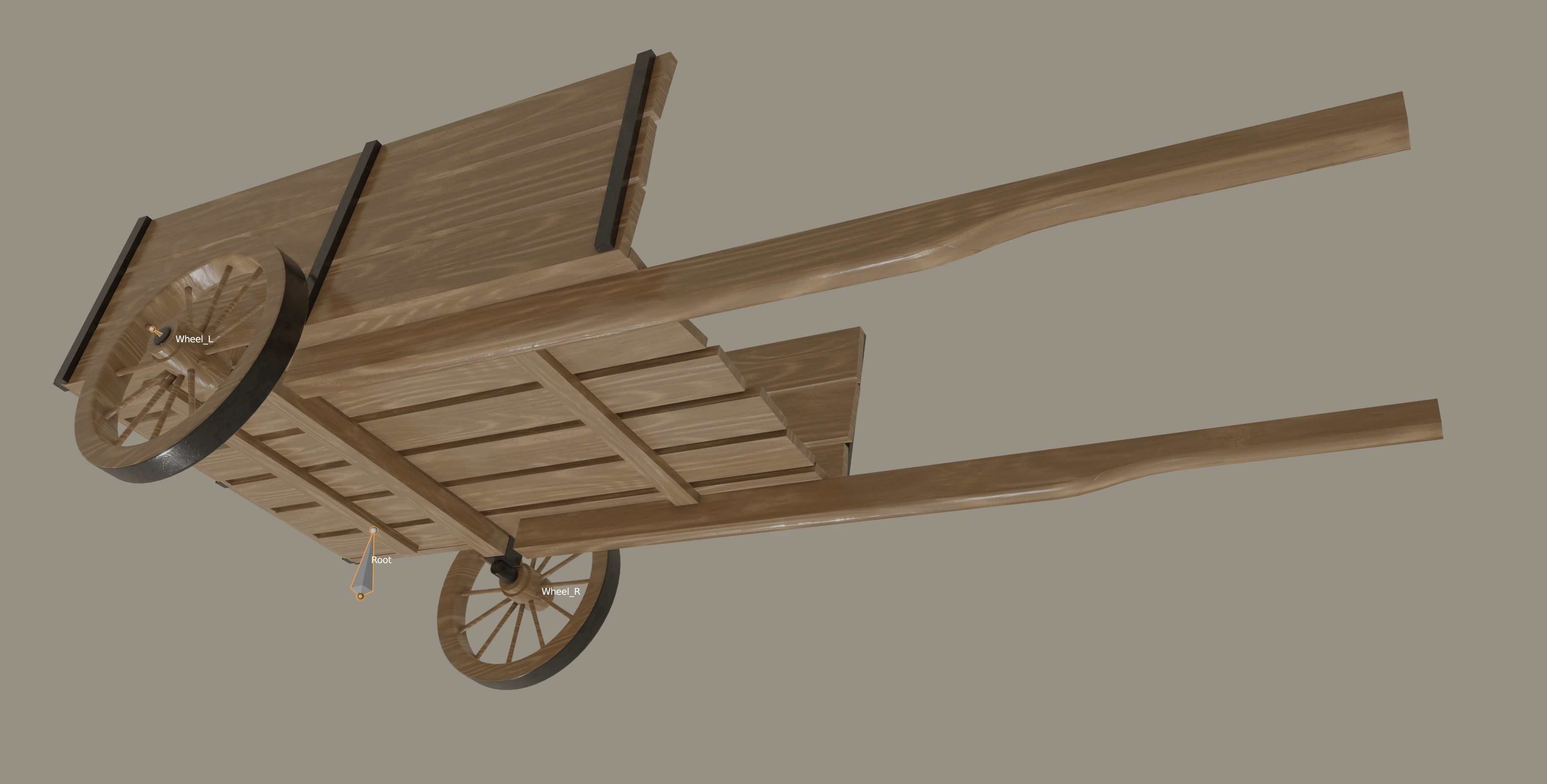 Wooden Cart 3D model_15