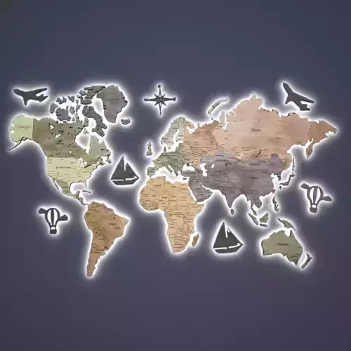  wooden map on the wall