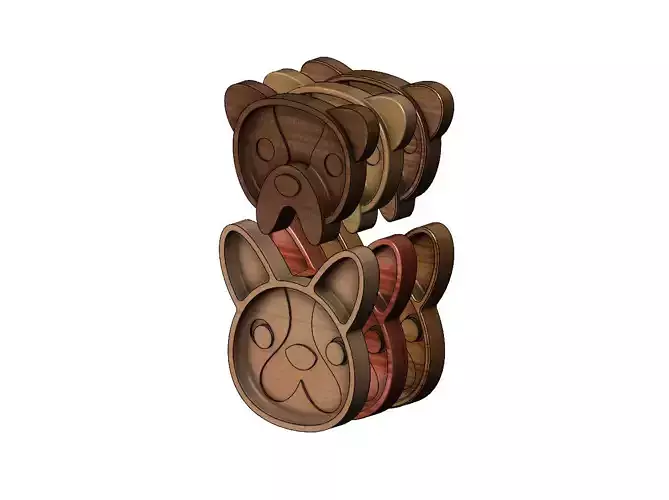 Bulldog wooden bowl  3D print model