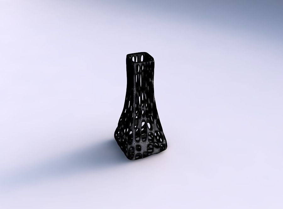 Vase squeezed rectangle with smooth organic lattice 3D print model_5
