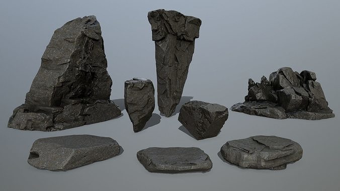 cliff rock set  Low-poly 3D model