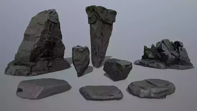 cliff rock set  Low-poly 3D model
