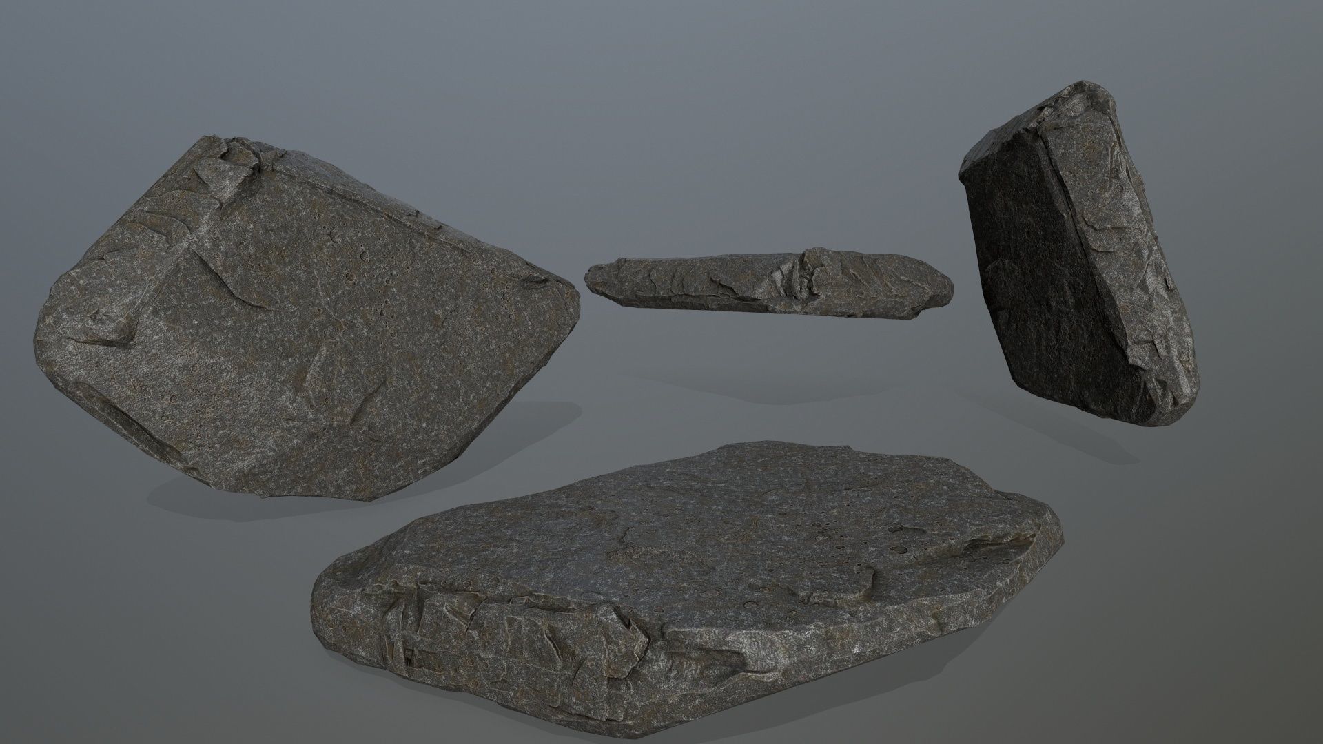 cliff rock set Low-poly 3D model_7