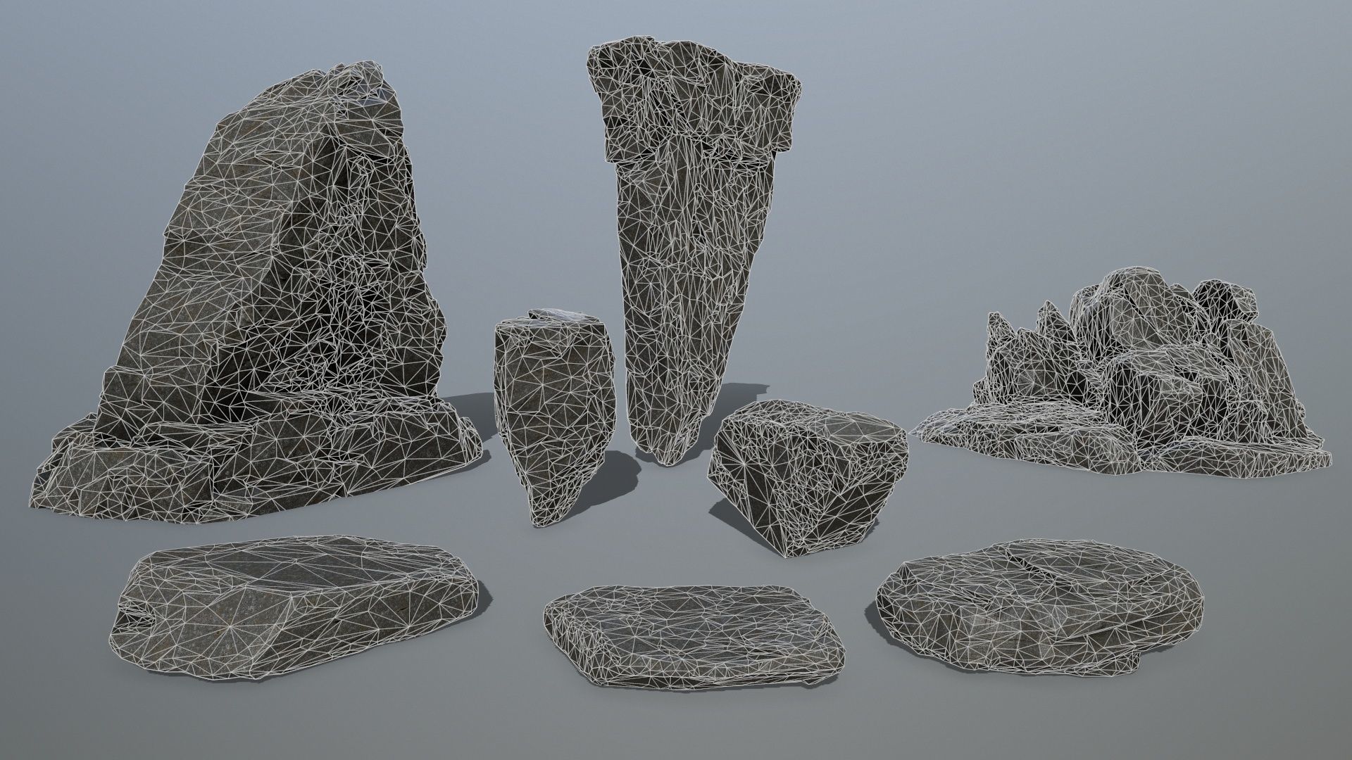 cliff rock set Low-poly 3D model_20