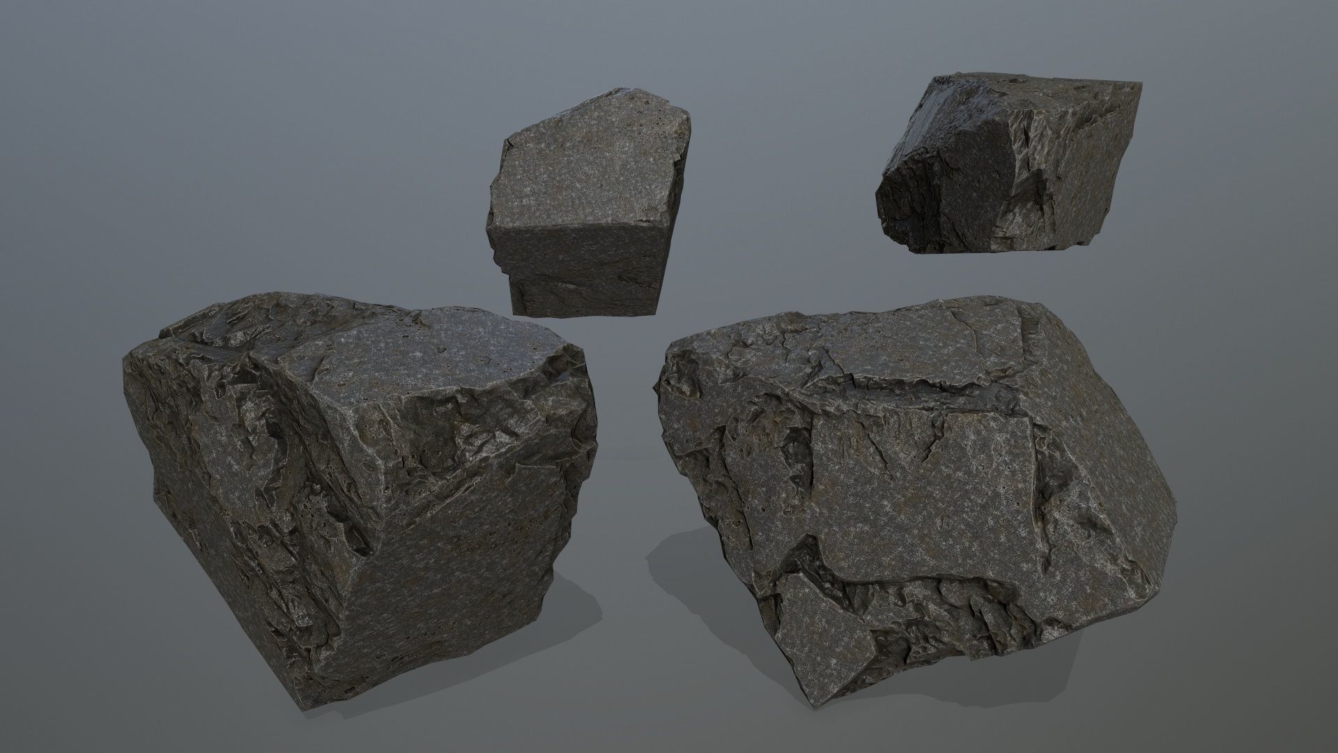 cliff rock set Low-poly 3D model_4