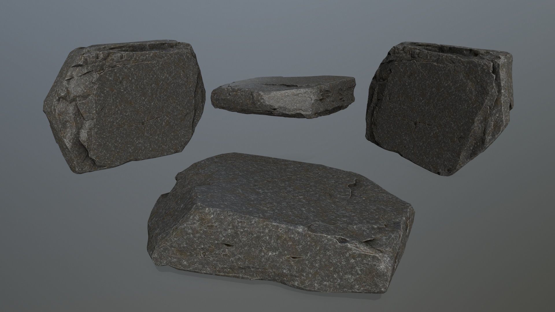cliff rock set Low-poly 3D model_5