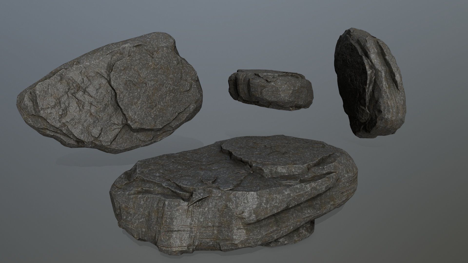 cliff rock set Low-poly 3D model_6