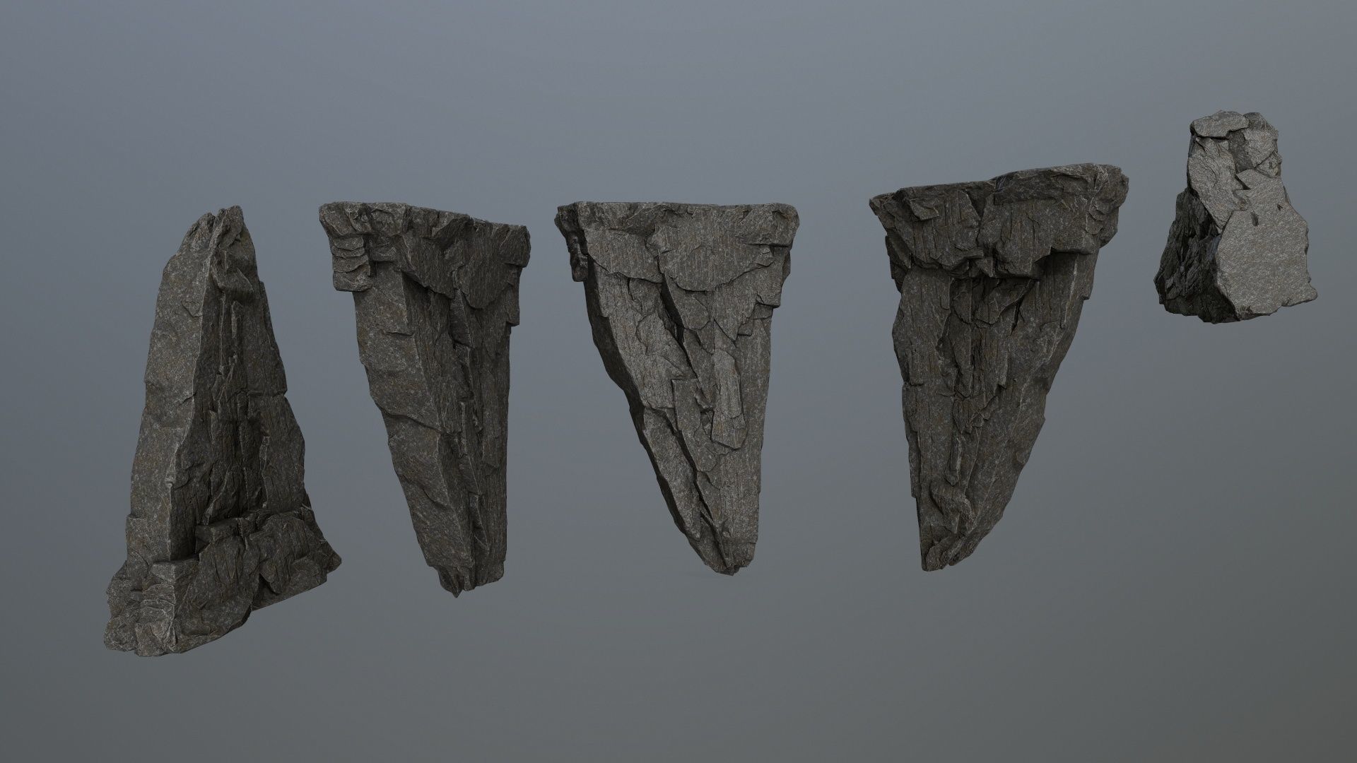 cliff rock set Low-poly 3D model_2