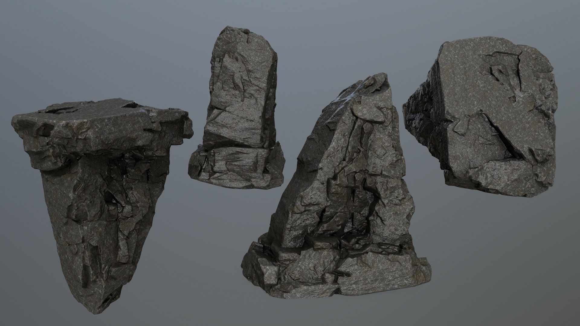 cliff rock set Low-poly 3D model_1