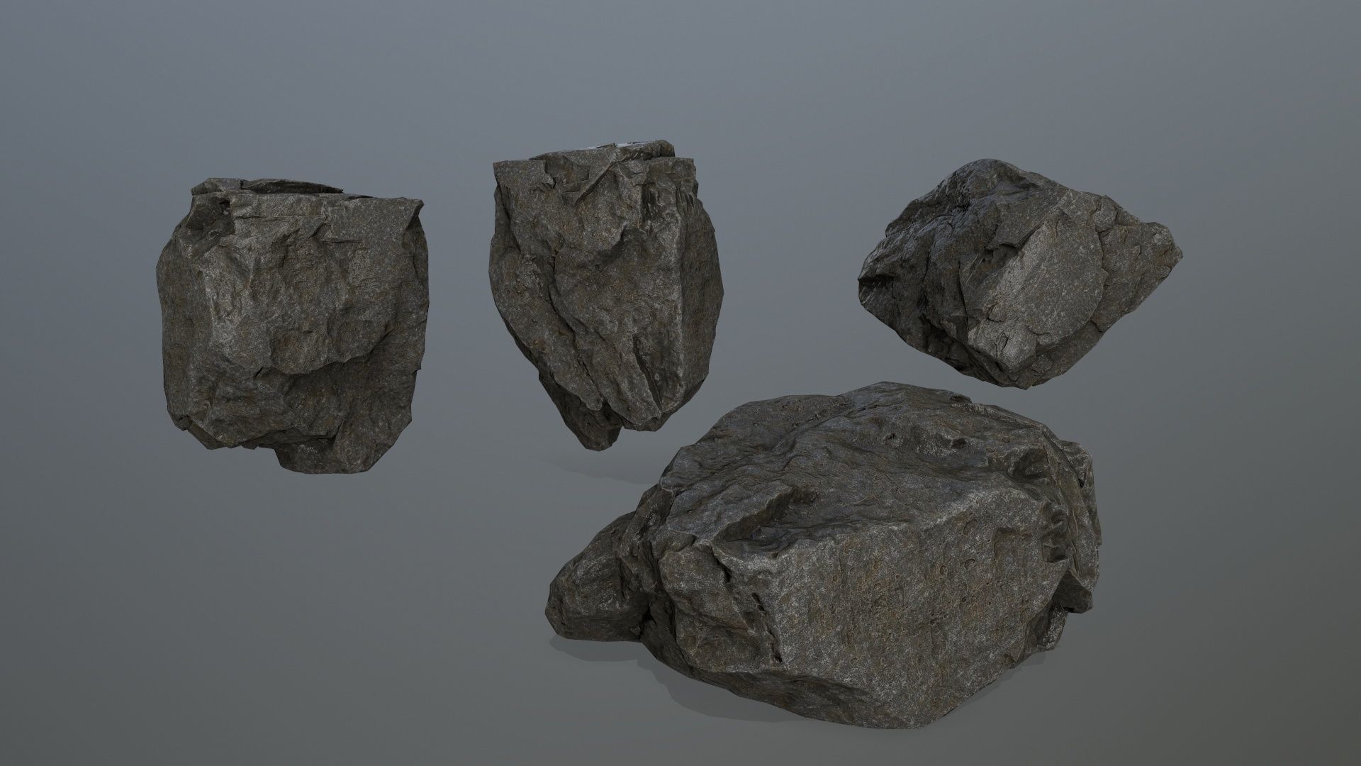 cliff rock set Low-poly 3D model_3