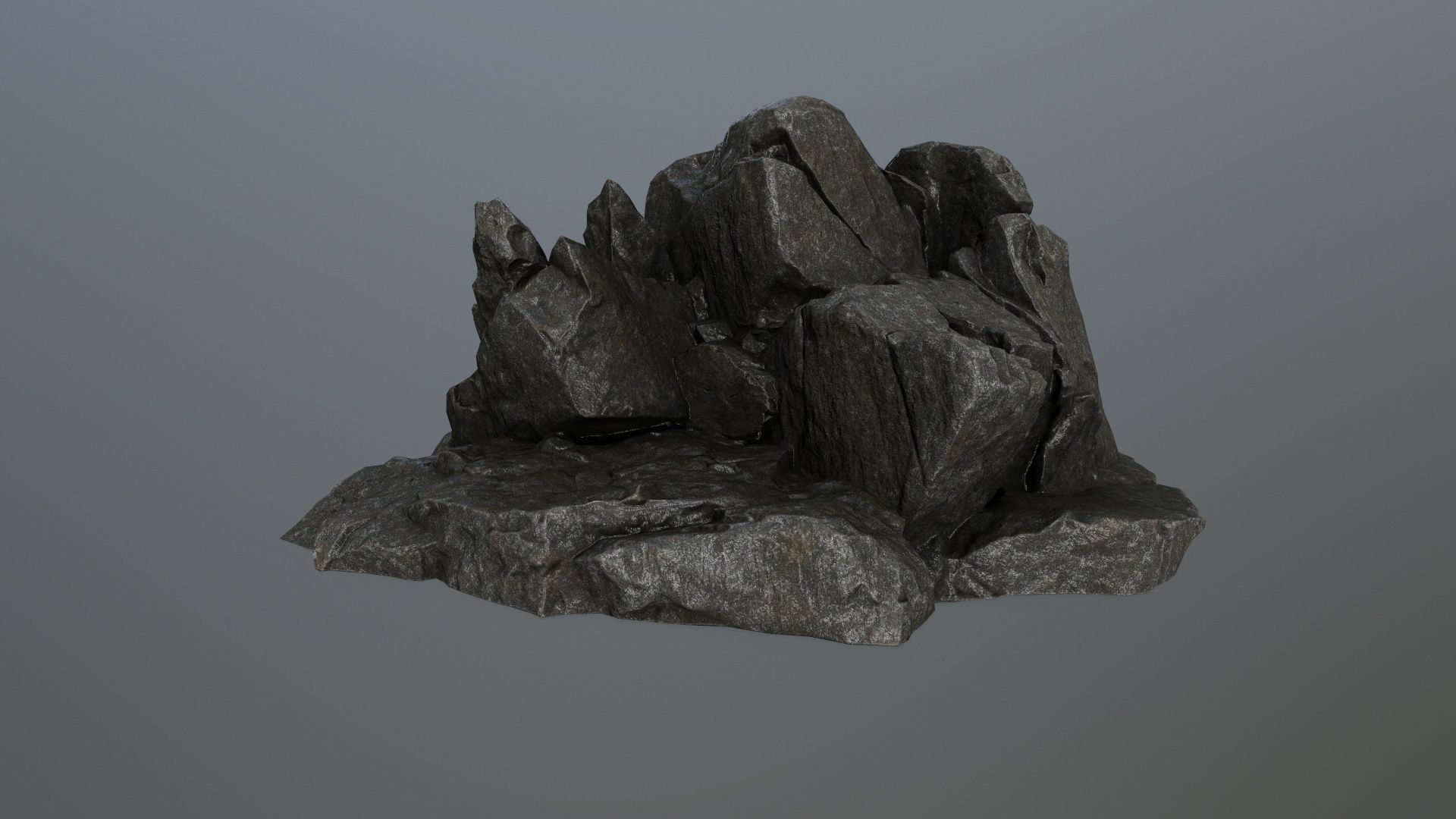 cliff rock set Low-poly 3D model_12