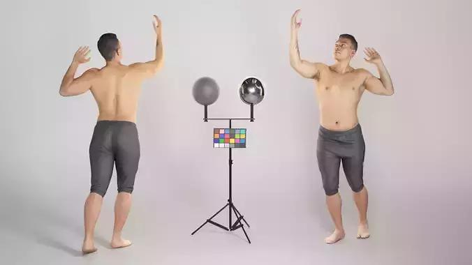 Athletic handsome  man in black shorts pitching the ball 201 Low-poly 3D model