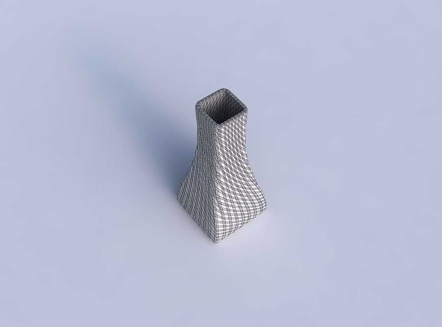 Vase squeezed rectangle with twisted diagonal grid plates 3D print model_6