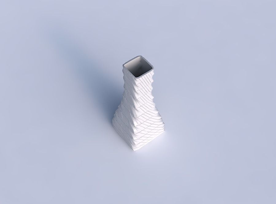 Vase squeezed rectangle with twisted grid plates 3D print model_1