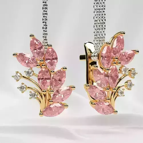 Pink Sapphires Gold Earrings