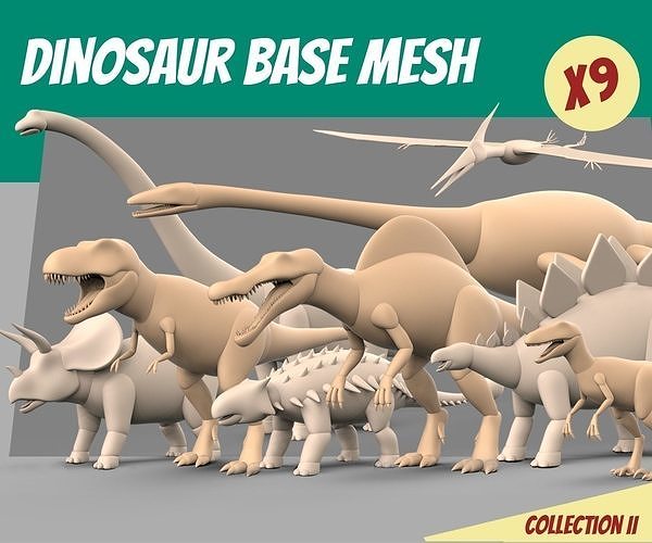 Dinosaur Blockout Basemesh Collection 3D model