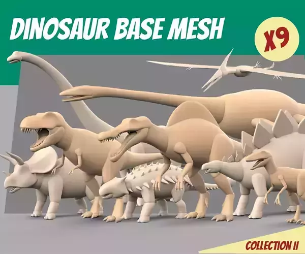 Dinosaur Blockout Basemesh Collection