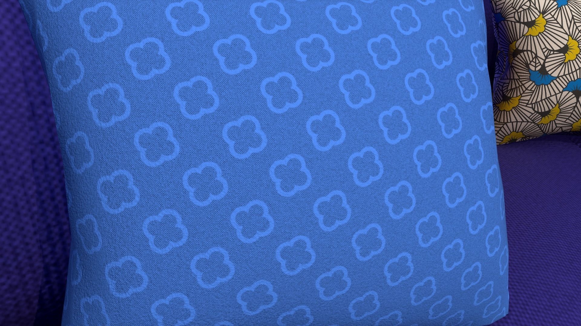 Corner Sofa with pillows Low-poly 3D model_5