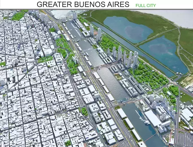 Greater Buenos Aires in Argentina Low-poly 3D model